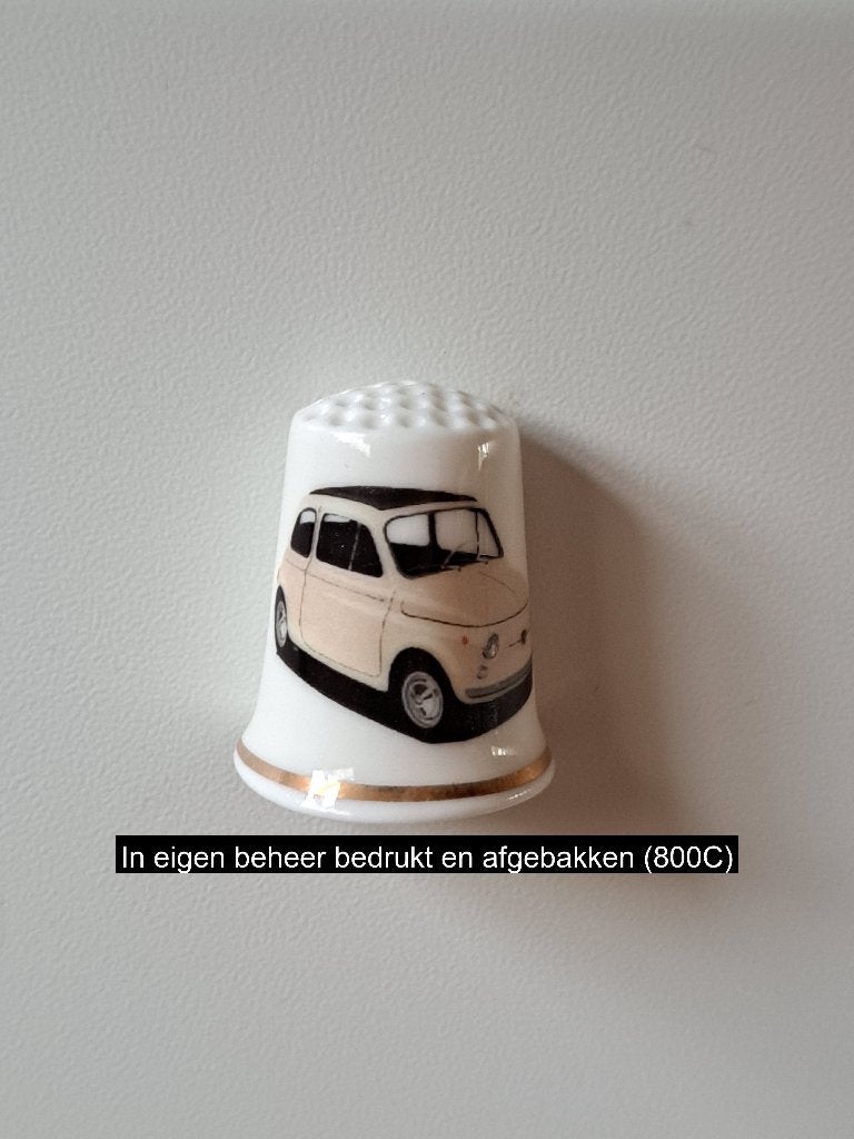 Fiat 500 1956 Koelkastmagneet Porselein Crème Goud, Ophalen of Verzenden, Nieuw