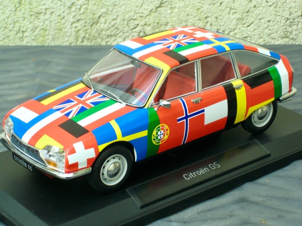 Citroen GS Vlaggen 1972 auto van het Jaar Norev 1:18, Ophalen of Verzenden, Nieuw, Auto, Norev