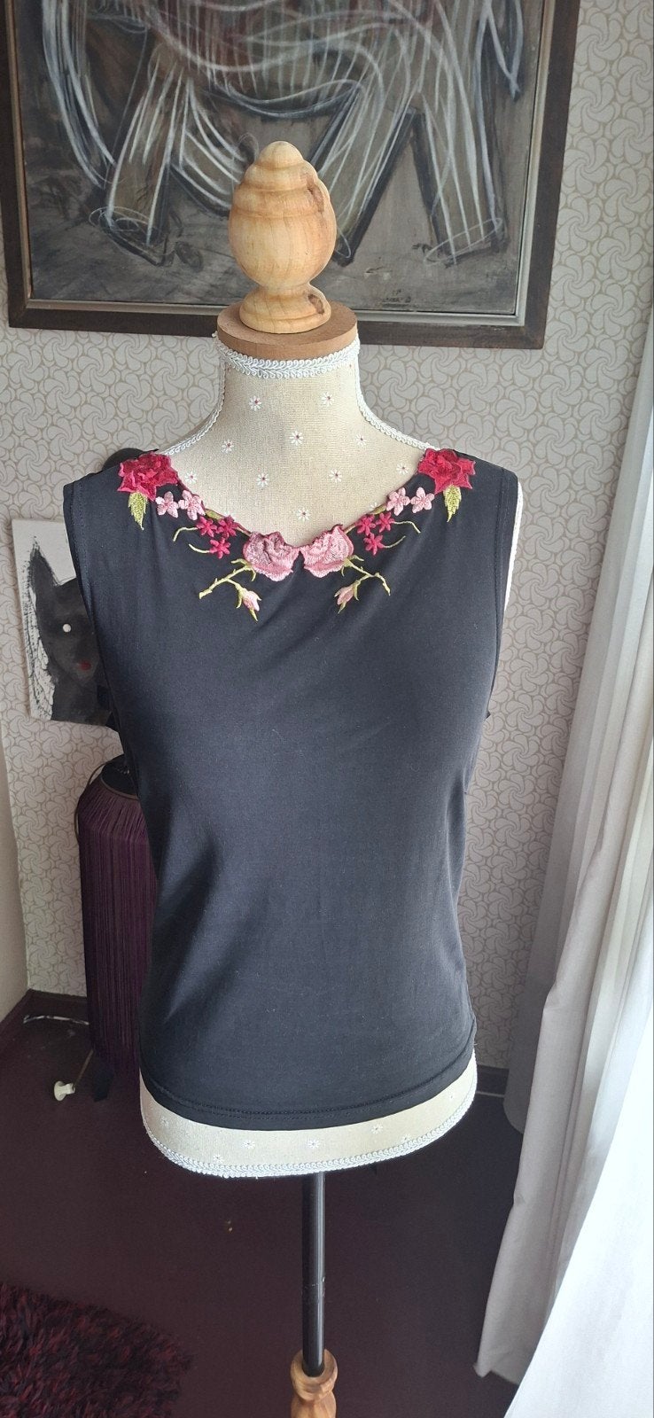 Hallhuber trend top met borduur, maat S/M, Kleding | Dames, Tops, Ophalen, Zo goed als nieuw, Maat 38/40 (M), Zonder mouw