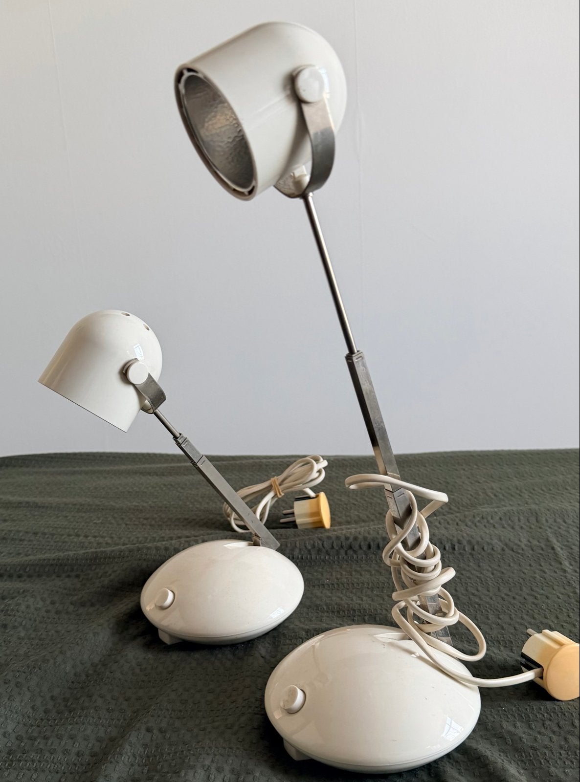 Eichhoff‑Werke Type E3373 lampen uit de jaren ’70,, Bureaulamp, Vintage, Wit, Ophalen of Verzenden