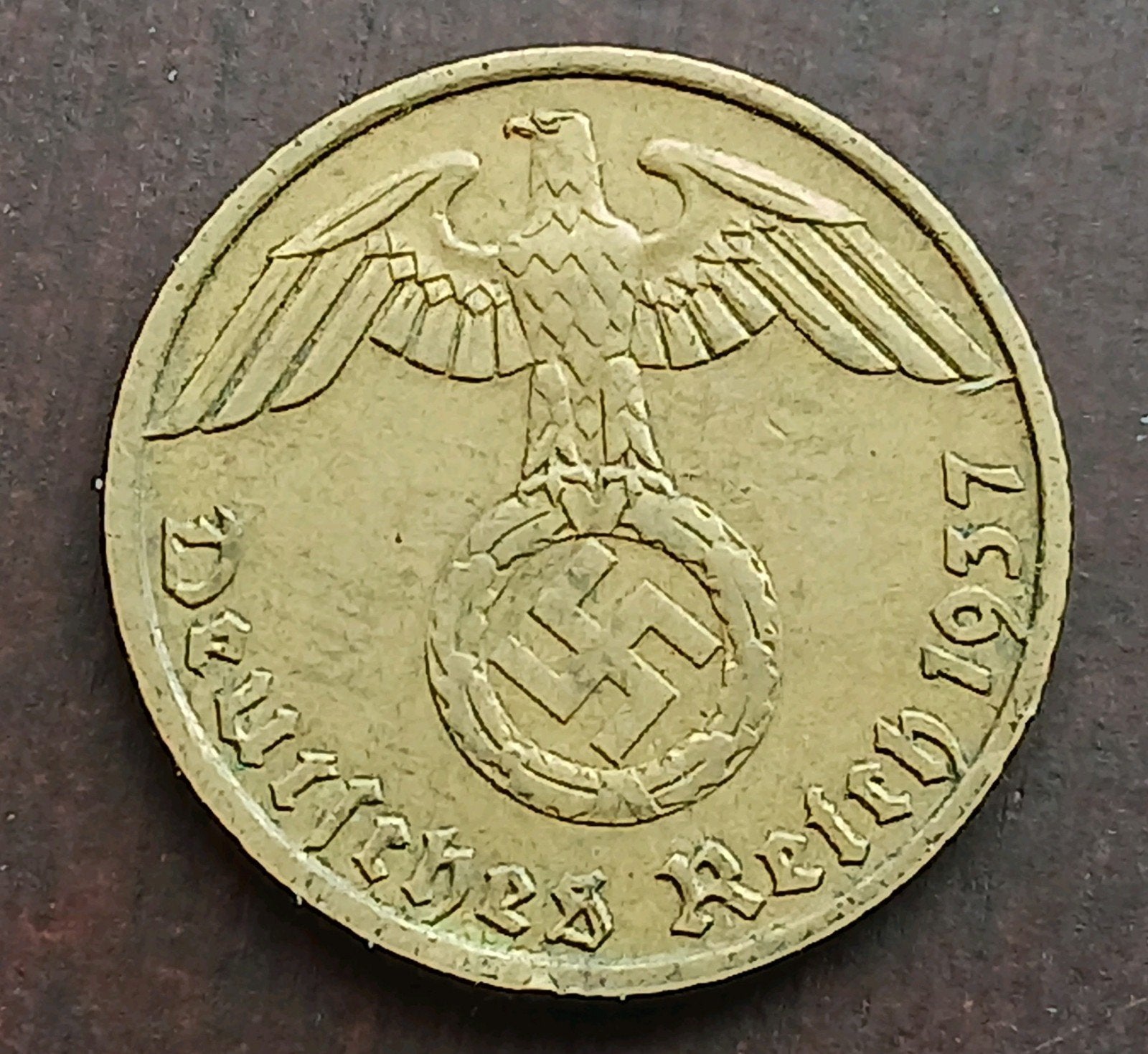 Nazi Duitsland 5 Reichspfennig 1937F Oude Munt WW2 Swastika, Ophalen of Verzenden, Duitsland