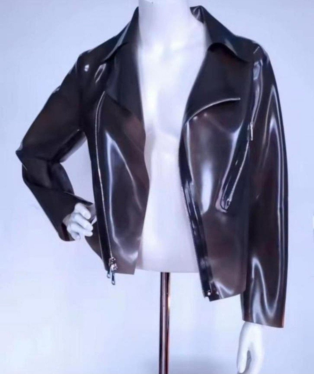 Latex bikerjack, tm XL, Verzenden, Nieuw, Zwart