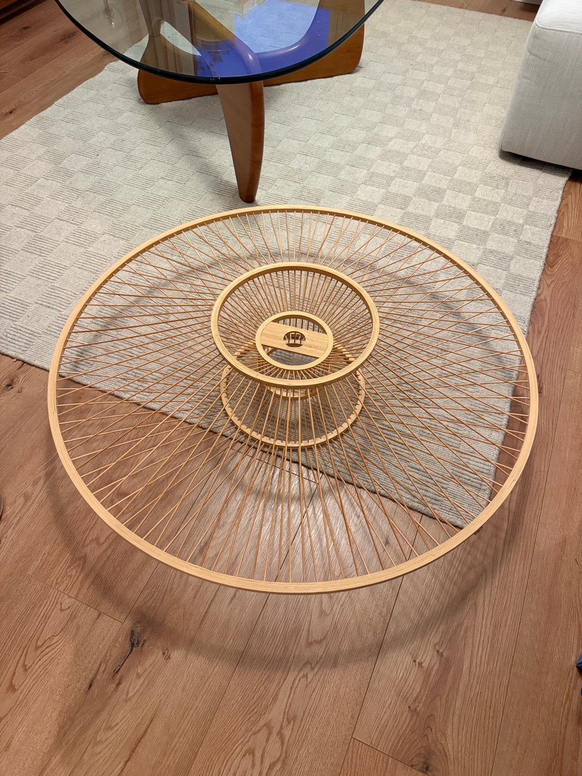Wooden ceiling lampshade, Rond, 90 cm, Zo goed als nieuw, Hout
