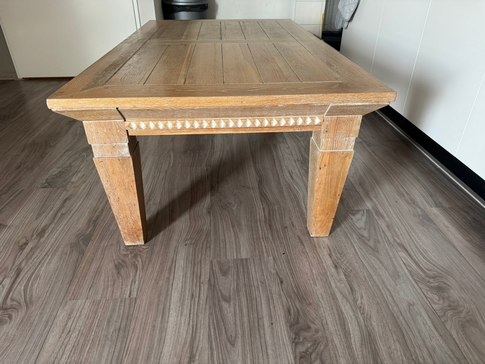Eiken salontafel en tv meubel, Ophalen, 50 – 75, Gebruikt, 100 tot 150 cm