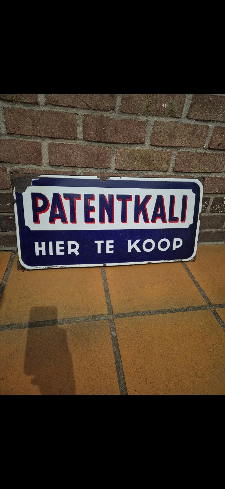 Emaille Reclame bord Patenkali hier te koop jaartal 1950, Ophalen of Verzenden
