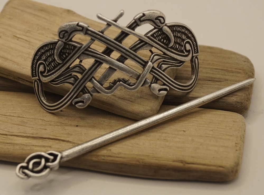 Celtic birds + celtic knot haarspeld met stokje, Verzenden, Nieuw, Haarspeld