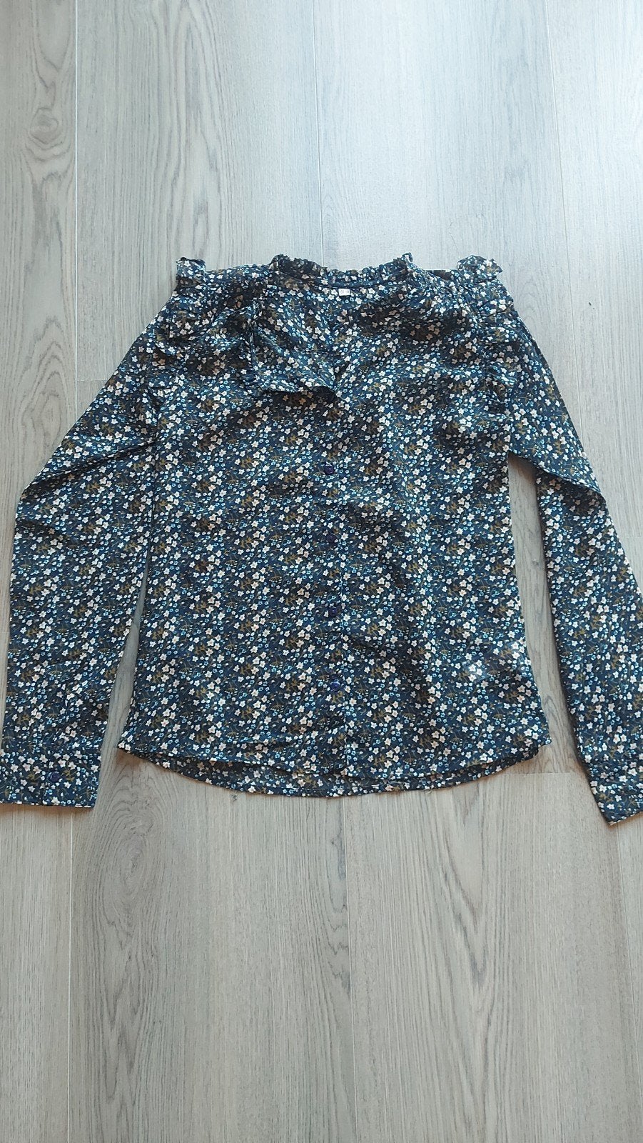 Leuke set: bloemenblouse en flared broek maat 158/164, Gebruikt, Meisje, Ophalen of Verzenden, Setje