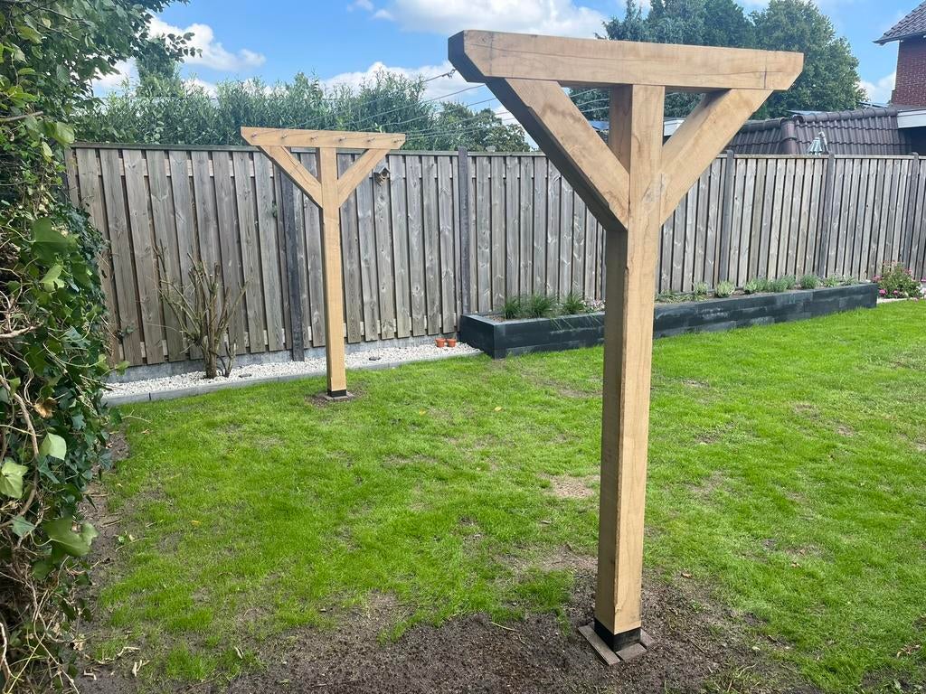 Waspalen / Droogpalen / Waslijnpalen Eiken, Tuin en Terras, Droogmolens en Wasrekken, Ophalen, Zo goed als nieuw, Wasrek
