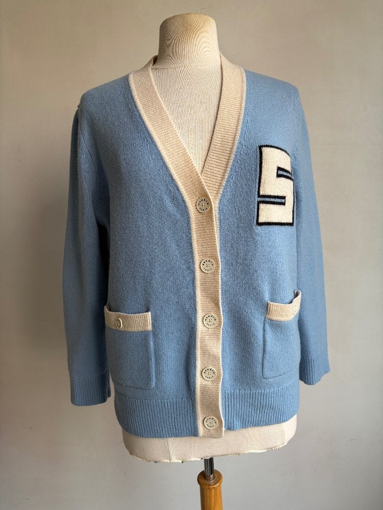 sandro vest blauw beige, Sandro, Zo goed als nieuw, Maat 36 (S), Verzenden