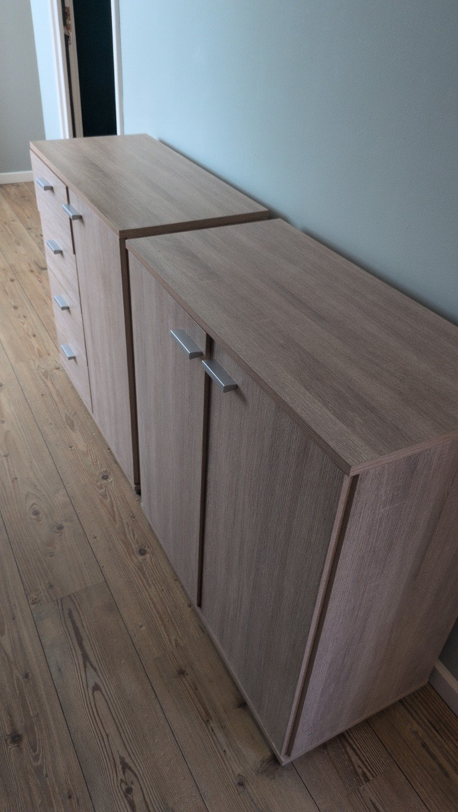 Houten kastjes met lades en deurtjes – 2 stuks, Gebruikt, Minder dan 100 cm, 25 tot 50 cm, 50 tot 100 cm