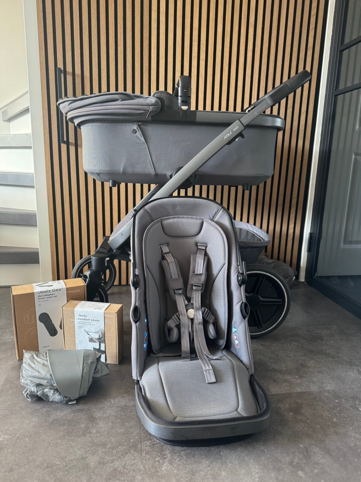 Joolz Geo³ kinderwagen – donkergrijs – compleet!, Zo goed als nieuw, Met reiswieg, Ophalen, Kinderwagen