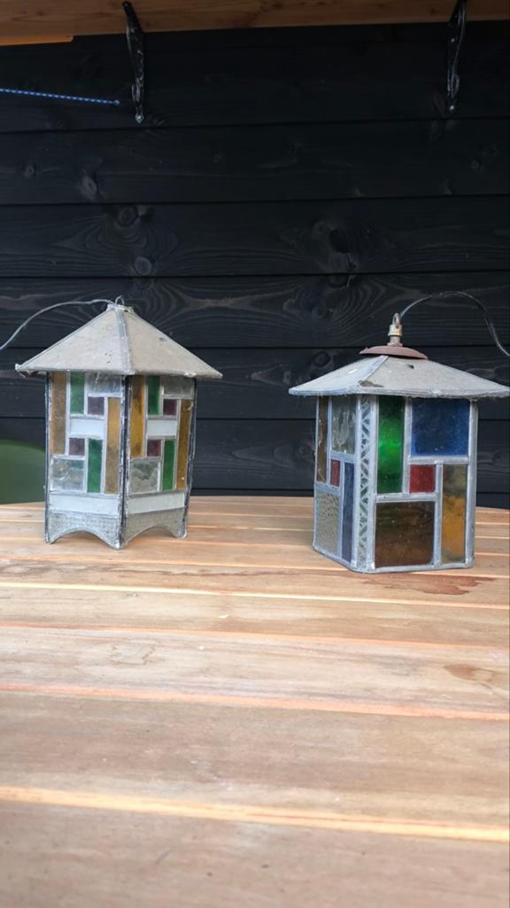 Glas in lood lampen, Antiek en Kunst, Antiek | Lampen, Ophalen of Verzenden