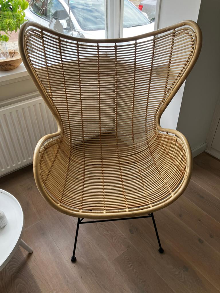 Stijlvolle rotan HK Living stoel, Ophalen, Overige kleuren, Riet of Rotan, Zo goed als nieuw