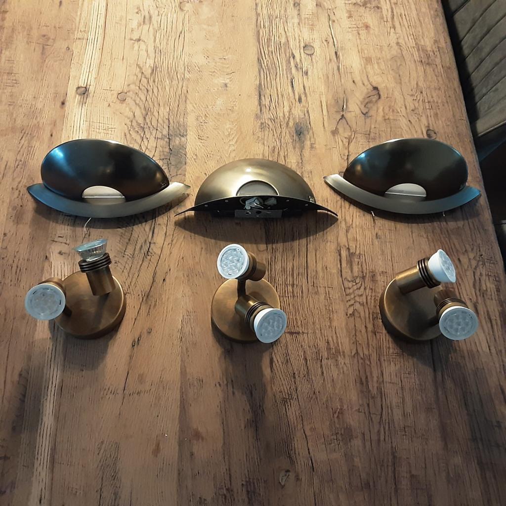 Set van 3 Frantzen wandlampen en 3 spots, Ophalen of Verzenden, Gebruikt, Industrieel, Vintage, Modern