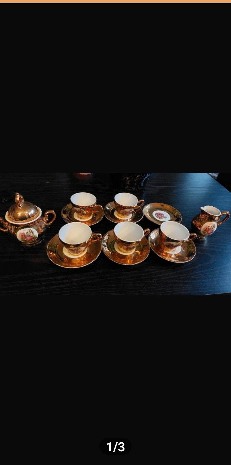 Vintage Versailles Koffieservies - Goudkleurig met Decor, Ophalen of Verzenden