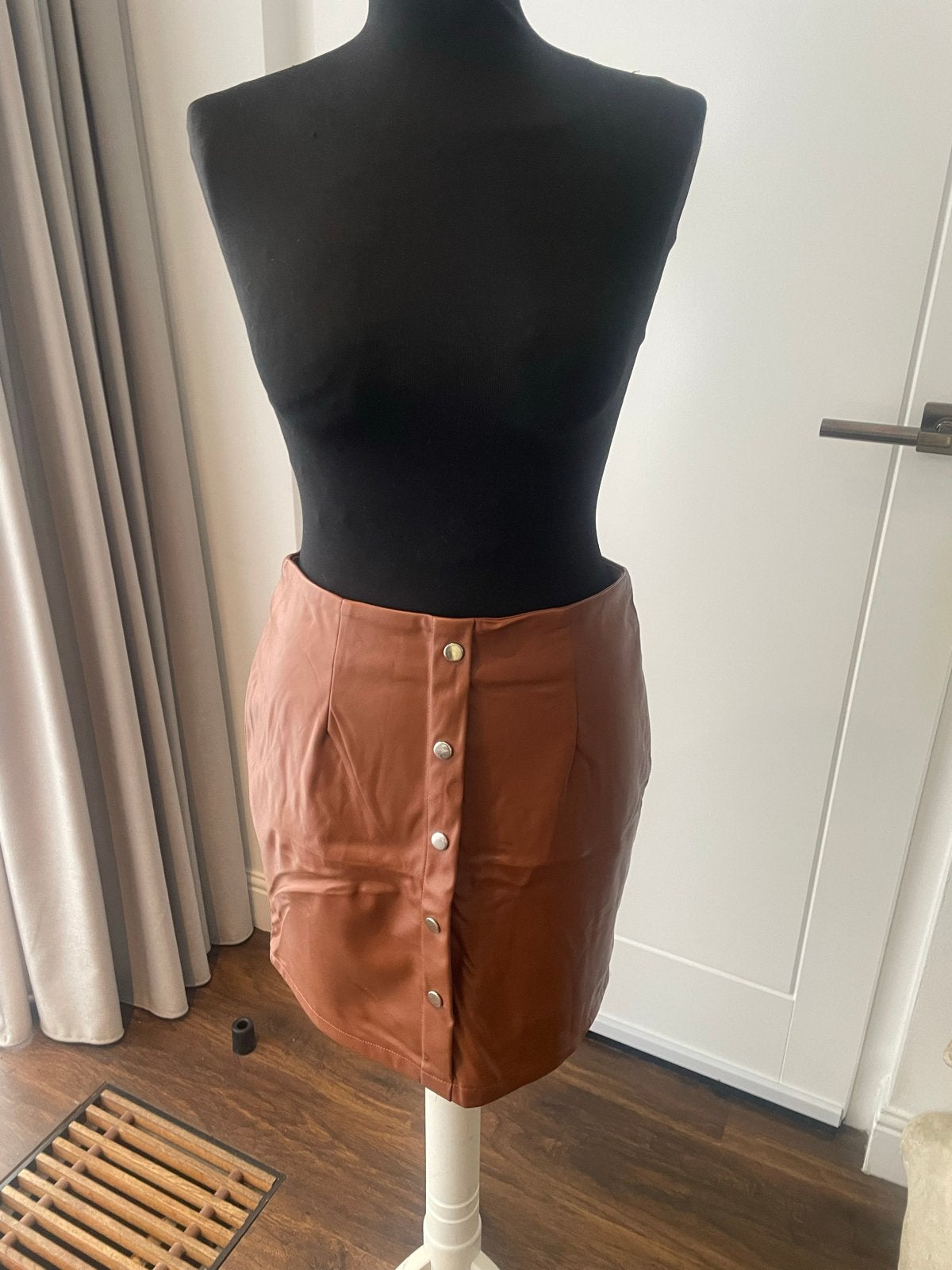 Nieuwe Cognac Rok met Rits en Voering - Maat S, Kleding | Dames, Ophalen of Verzenden, Nieuw, Maat 36 (S), Bruin