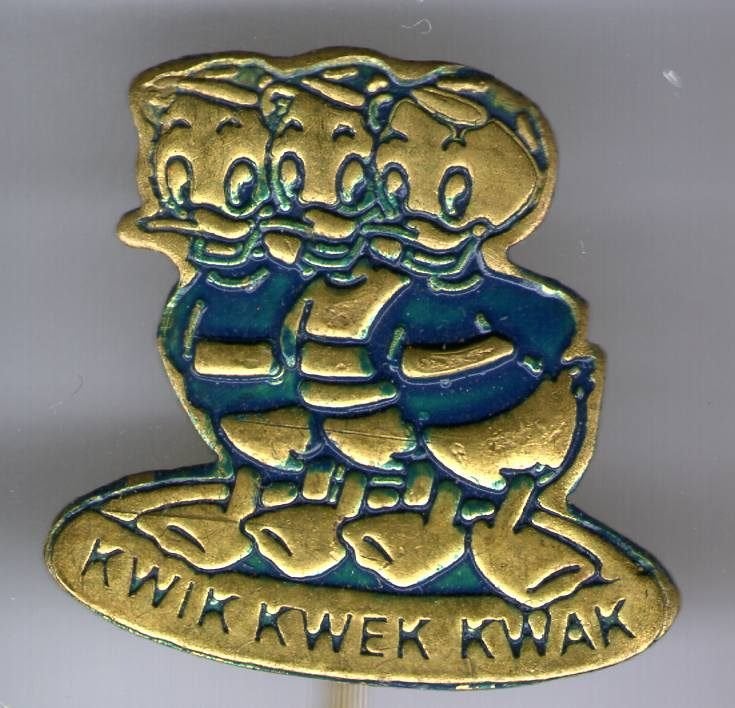 Kwik Kwek en Kwak blauw op koper Disney speldje ( R_096a), Ophalen of Verzenden, Nieuw, Figuurtje, Speldje of Pin