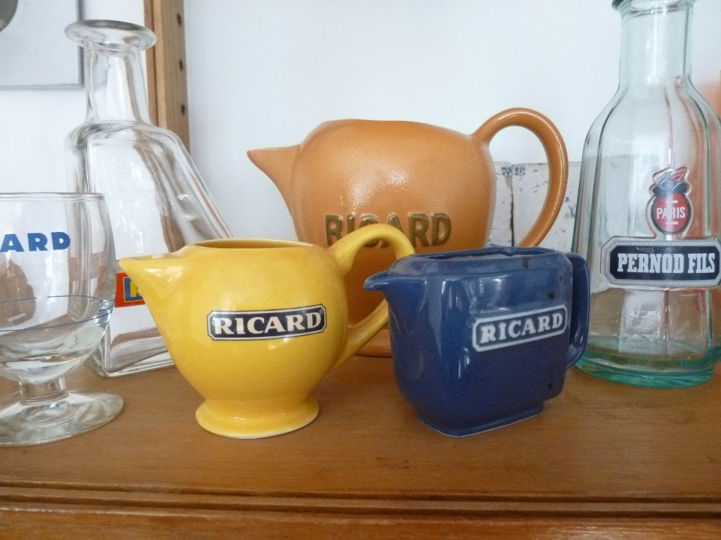 Ricard kan groot+klein, waterfles pernod, ricardglas France, Verzenden