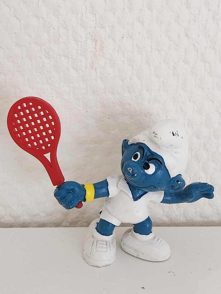 Schleich - tennissmurf - smurf, Verzamelen, Smurfen, Ophalen of Verzenden, Gebruikt, Overige Smurfen, Poppetje, Figuurtje of Knuffel