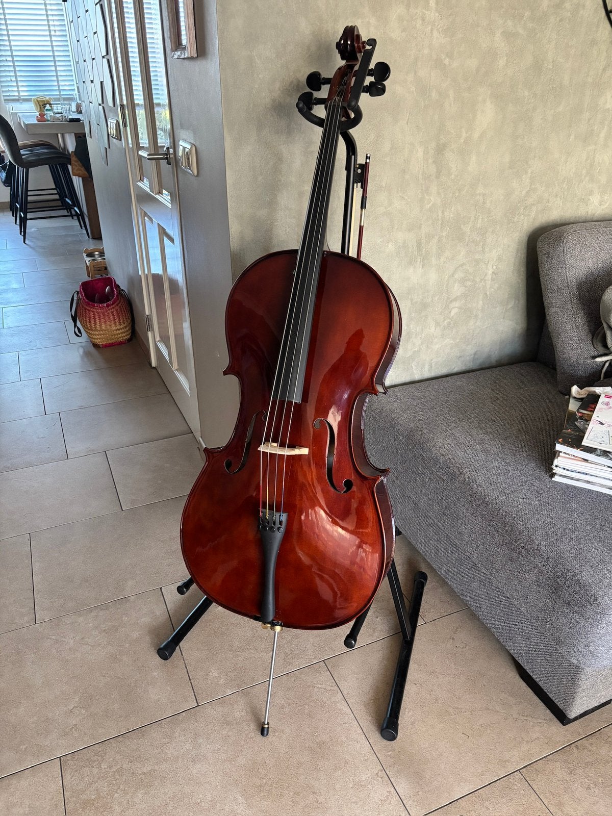 Cello 4/4 leonardo massief met Thomastic snaren, Ophalen, Zo goed als nieuw, 4/4-cello