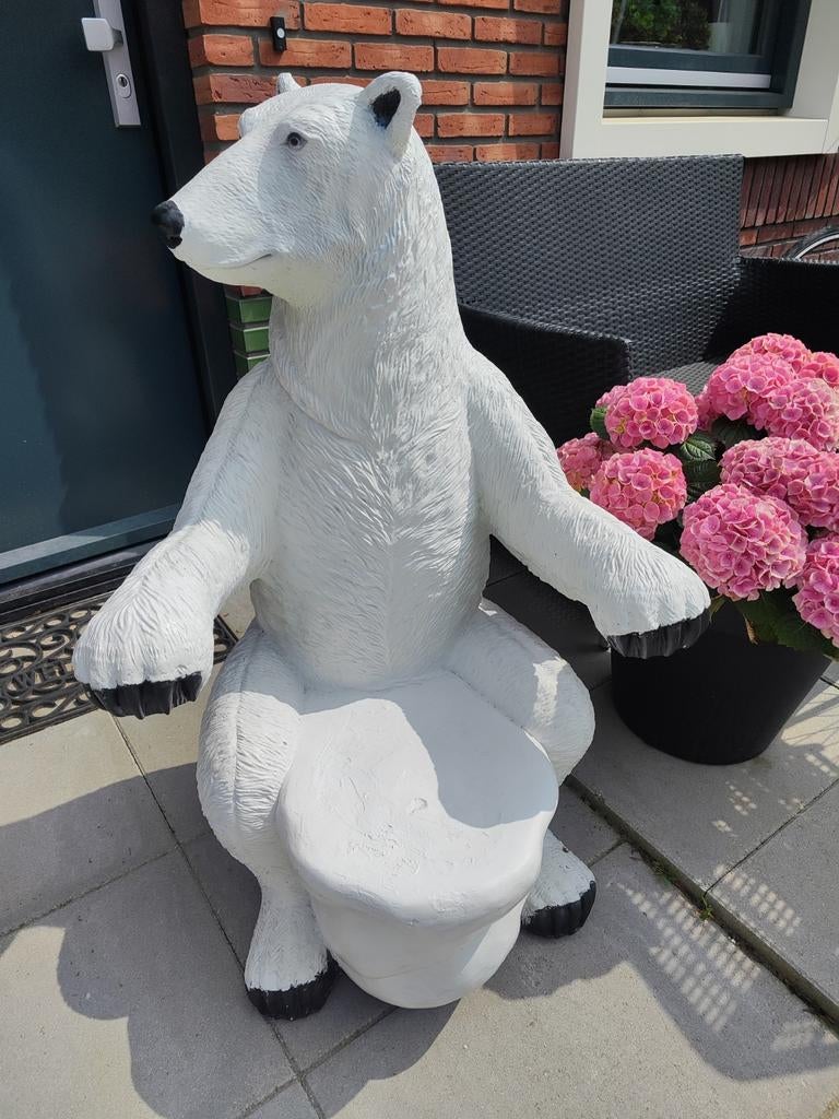 Beren stoel beeld polystone voor etalage tuin of kinderkamer, Ophalen, Gebruikt