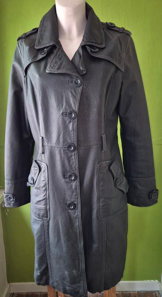 Stijlvolle Zwarte Leren Trenchcoat Maze - Maat XL, Bruin, Maat 46/48 (XL) of groter, Ophalen of Verzenden, Onbekend