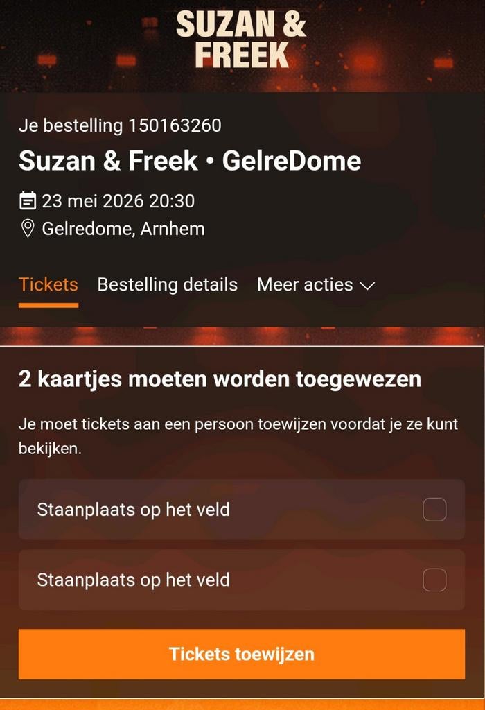 2x staanplaatsen Suzan en Freek zaterdag 23 mei, Tickets en Kaartjes, Concerten | Pop, Twee personen, Mei