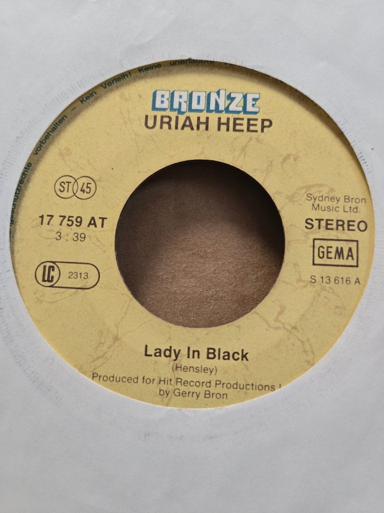 Uriah heep - Lady in black, Cd's en Dvd's, 7 inch, Ophalen of Verzenden, Zo goed als nieuw, Beschermende buitenhoes