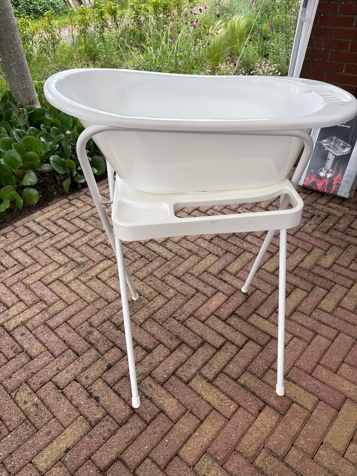 Babybadje met standaard - Wit, Kinderen en Baby's, Badjes en Verzorging, Gebruikt, Badje, Standaard, Ophalen