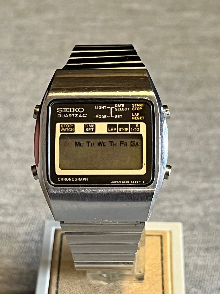 Seiko Quartz LC Chronograph A128-5000 Staal, Gebruikt, Staal, Polshorloge, Ophalen of Verzenden