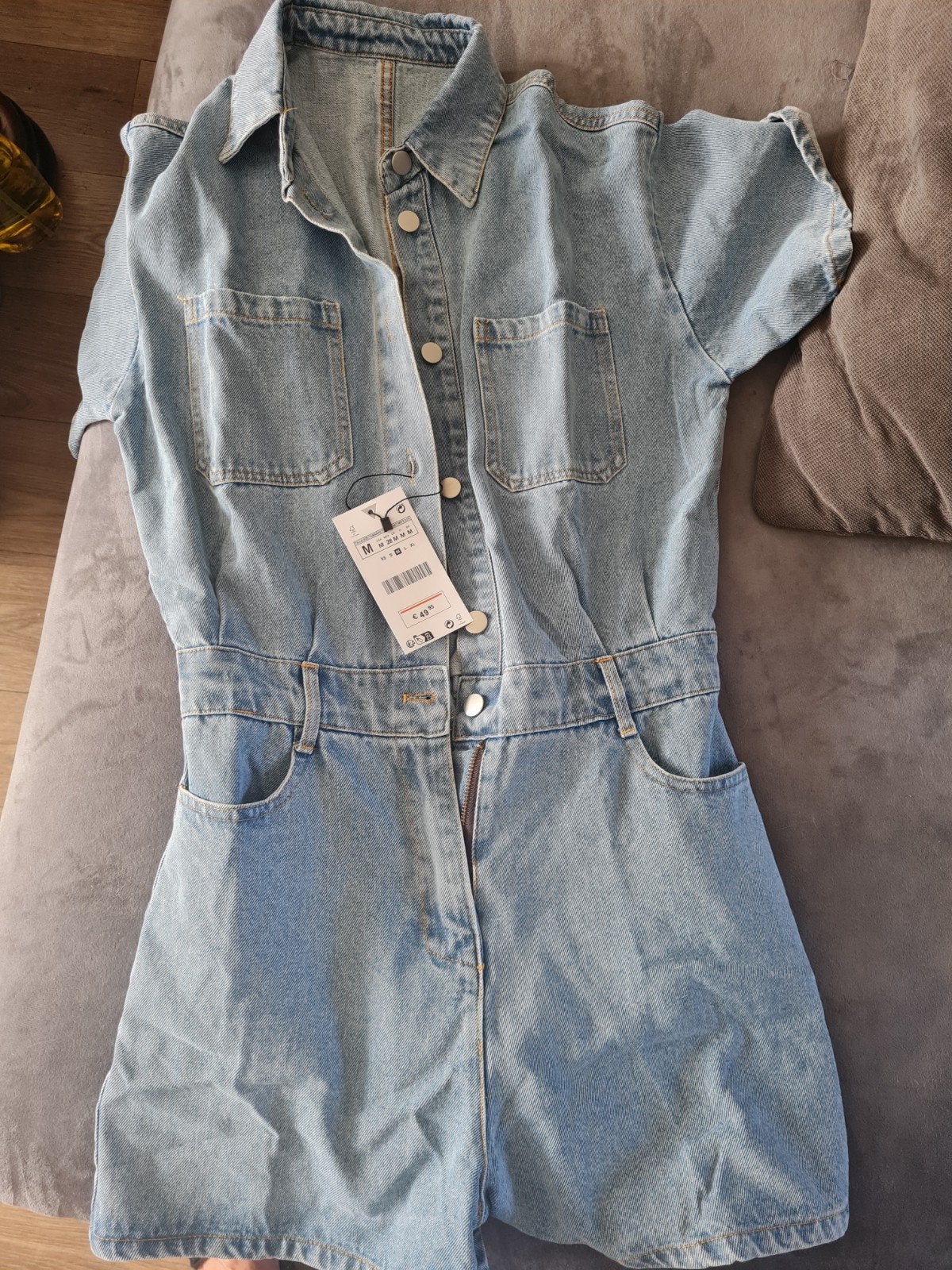 Zara denim playsuit maat M, Maat 38/40 (M), Blauw, Zara, Nieuw