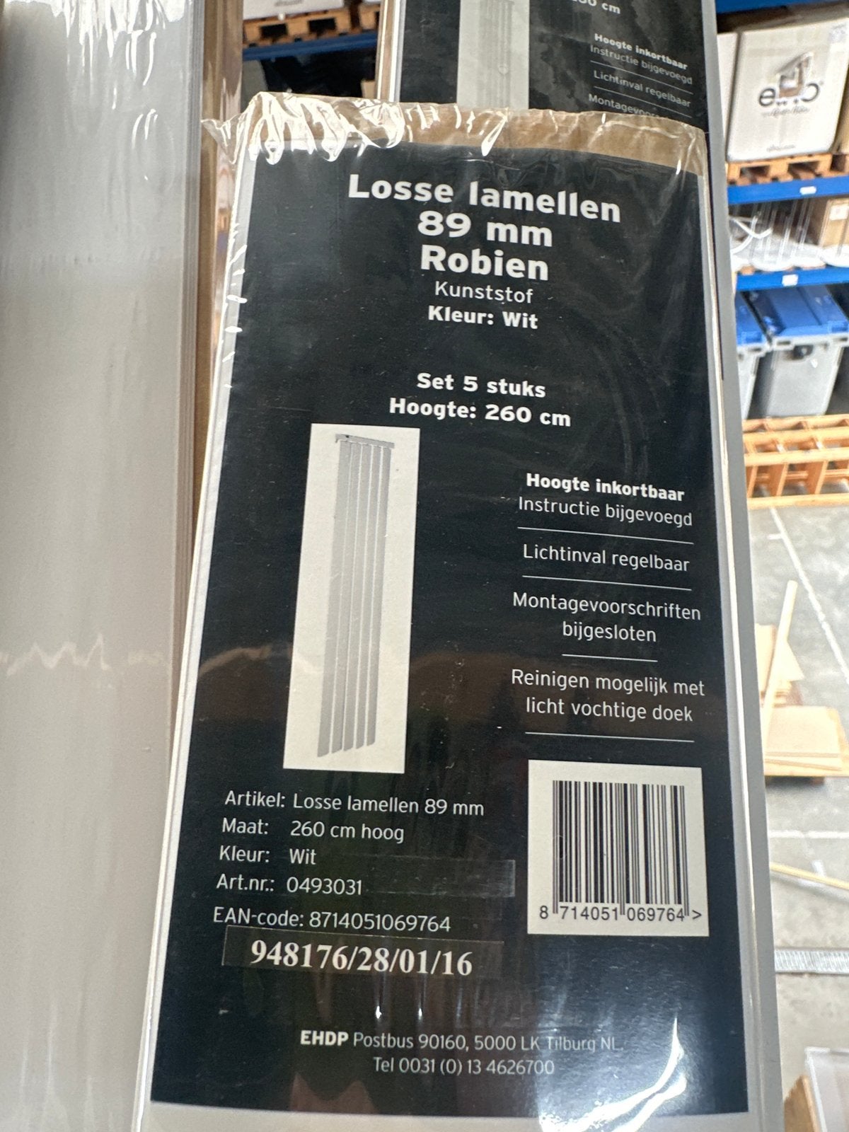 7 pakken Robien lamellen 89mm wit, 260cm hoog, Ophalen, Wit, Lamellen, Nieuw