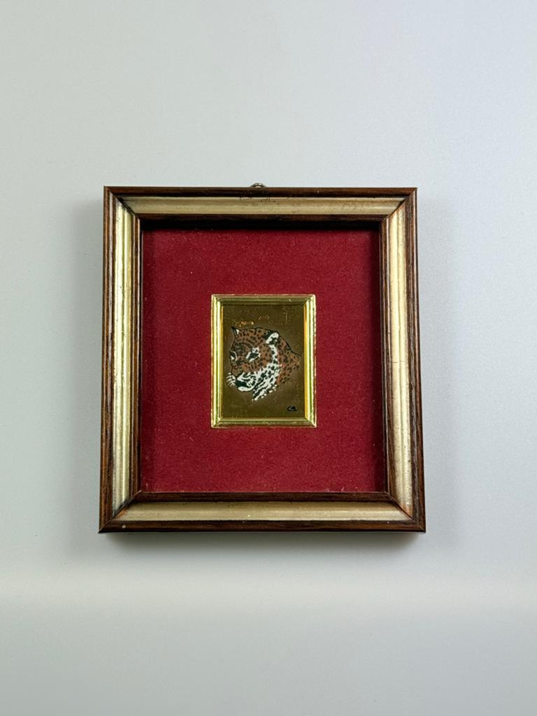 Luipaard kunst 23kt Goud Plaatje 0.2g Keuren en Signatuur, Ophalen of Verzenden, Zo goed als nieuw