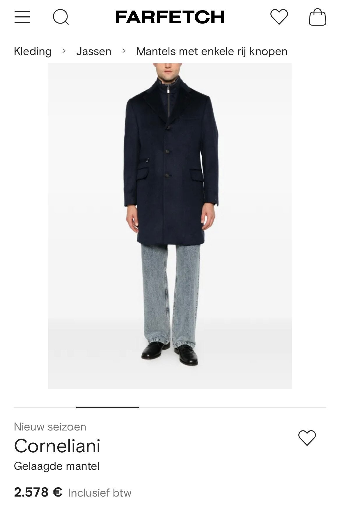 Corneliani ID Wollen Jas - Donkerblauw - Maat 52/54 (L), Kleding | Heren, Ophalen of Verzenden, Zo goed als nieuw, Maat 52/54 (L)