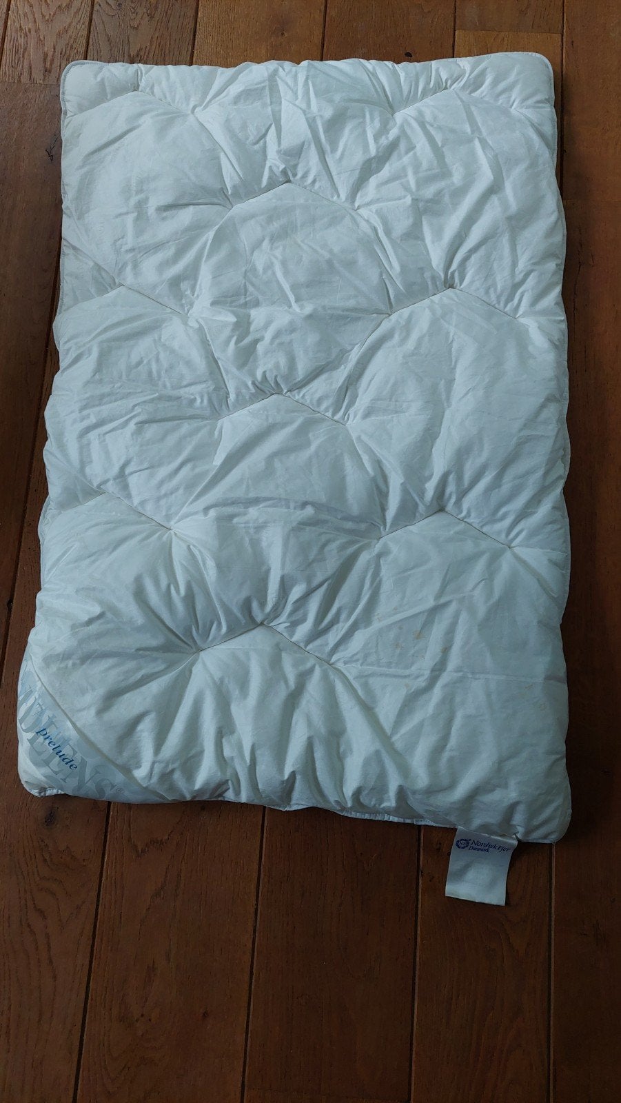 Luxe donzen baby/kinder dekbed Nordisk Fjer Prelude 90x60 cm, Eenpersoons, Wit, Ophalen of Verzenden, Deken of Dekbed