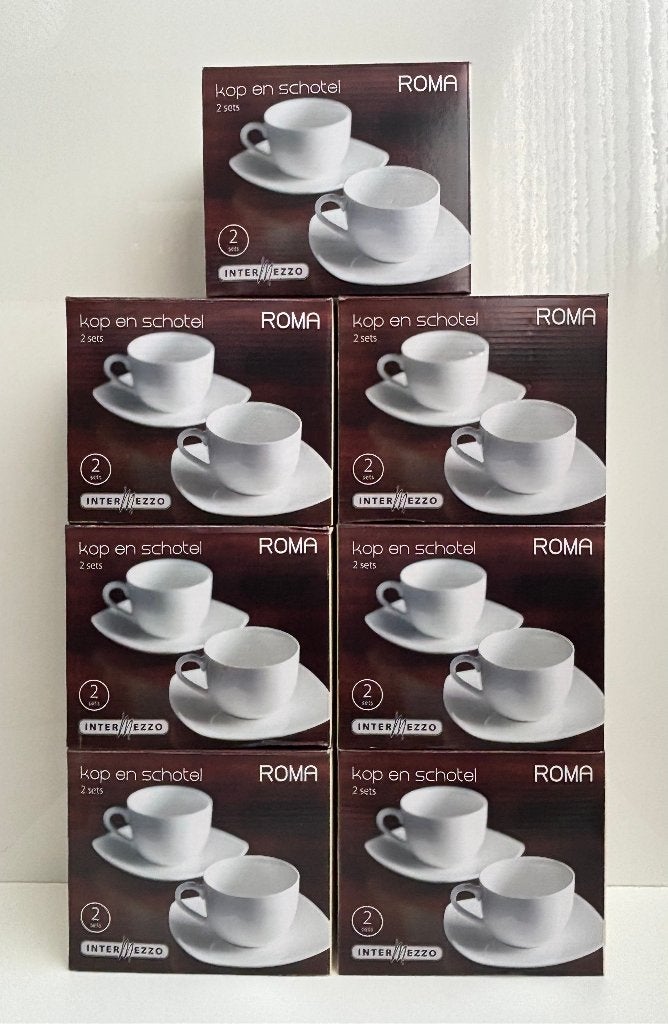 14 Kop & schotels - Inter Mezzo Roma - wit porselein NIEUW, Overige merken, Nieuw, Ophalen of Verzenden, Overige stijlen