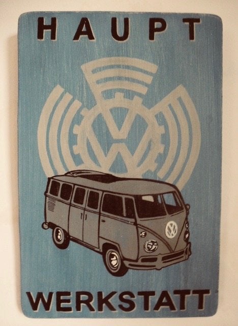 Vintage houten reclame paneel VW Kever/Volkswagen/mancave, Ophalen of Verzenden, Zo goed als nieuw, Auto's