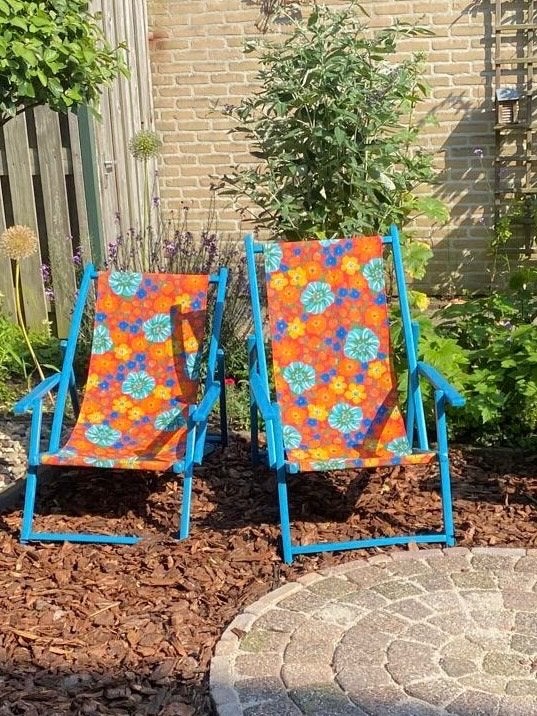 Strand of tuinstoelen. Vintage uit de jaren 50. Verstelbaar, Tuin en Terras, Tuinstoelen, Ophalen, Zo goed als nieuw, Hout, Verstelbaar