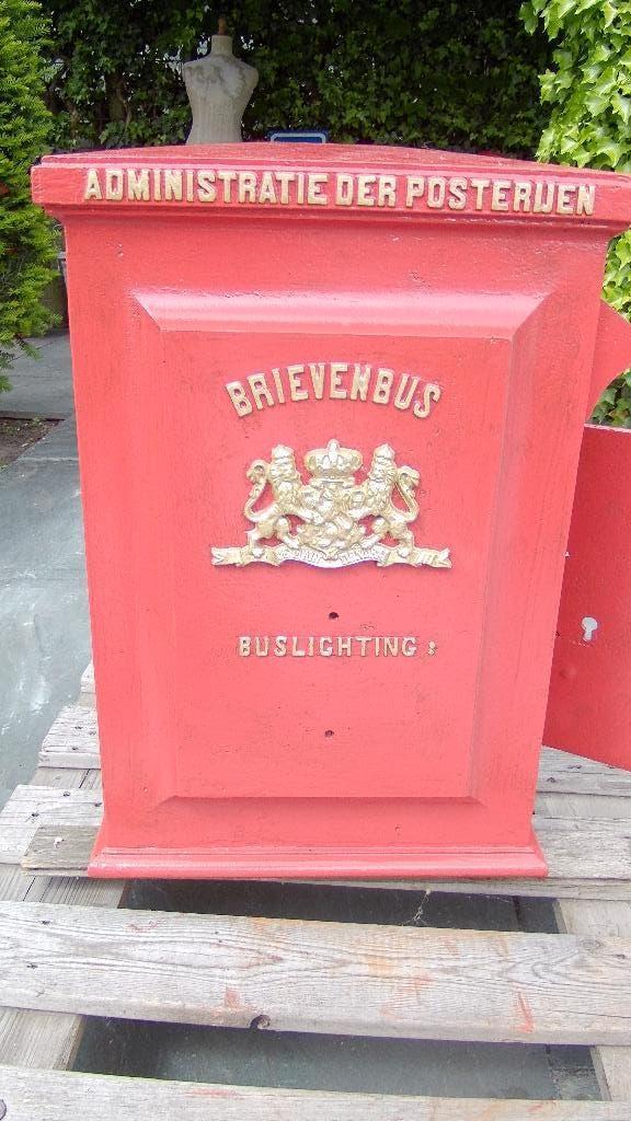 antieke brievenbus Posterijen  Gietijzer model 1906/1910, Ophalen, Gebruikt, IJzer, Wandbrievenbus