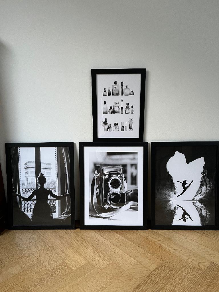 Posters in zwart wit, Verzamelen, Posters, Ophalen, Rechthoekig Staand, Met lijst, Zo goed als nieuw