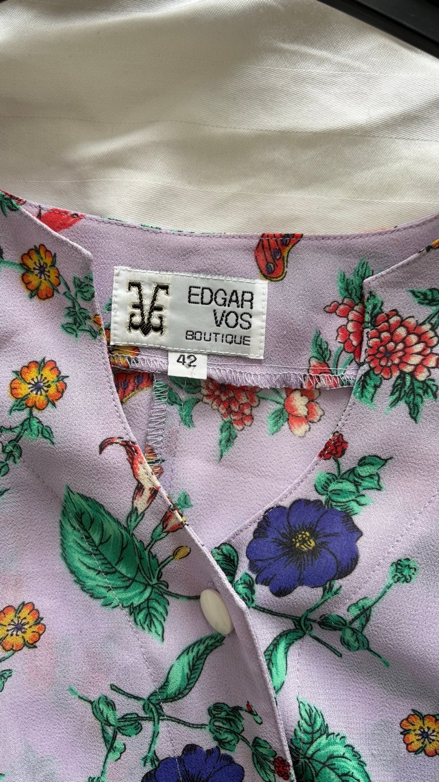 Edgar Vos Lila Bloemen Blouse Maat 40, Verzenden, Zo goed als nieuw, Maat 38/40 (M), Paars