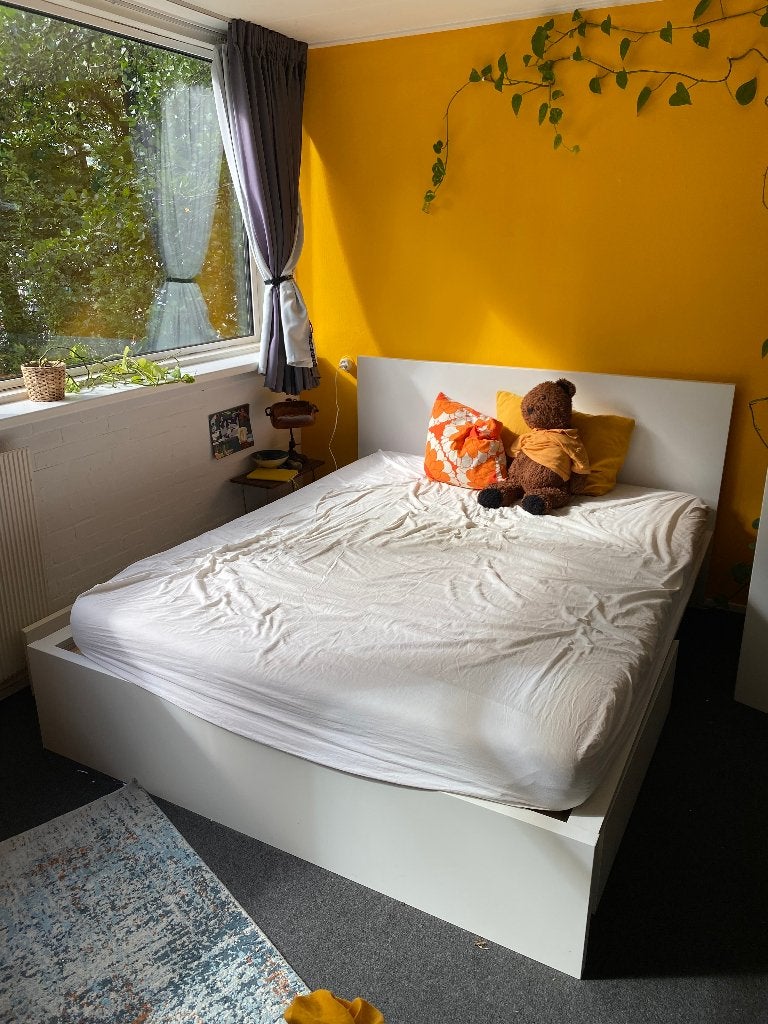 MALM bedframe 160x200 met 2 lades ZONDER LATTEBODEM/MATRAS, Ophalen, Gebruikt, Wit, Tweepersoons