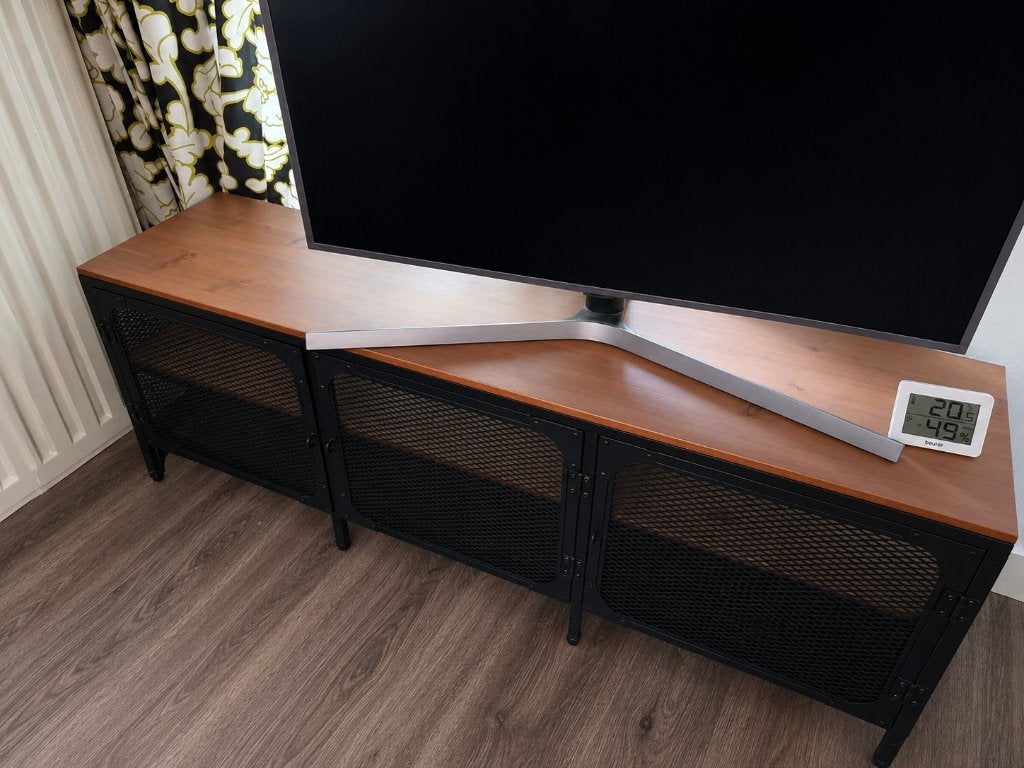 IKEA FJÄLLBO tv-meubel zwart, moet weg voor verhuizing!, Ophalen, Zo goed als nieuw, Minder dan 100 cm, Metaal