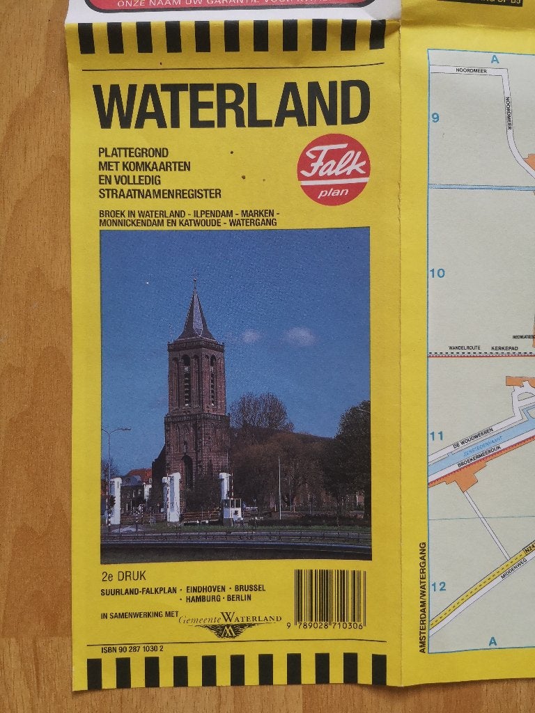 Oude Falkplan plattegrond Waterland 2e druk, Boeken, Atlassen en Landkaarten, Gelezen, Ophalen of Verzenden, Landkaart, 1800 tot 2000