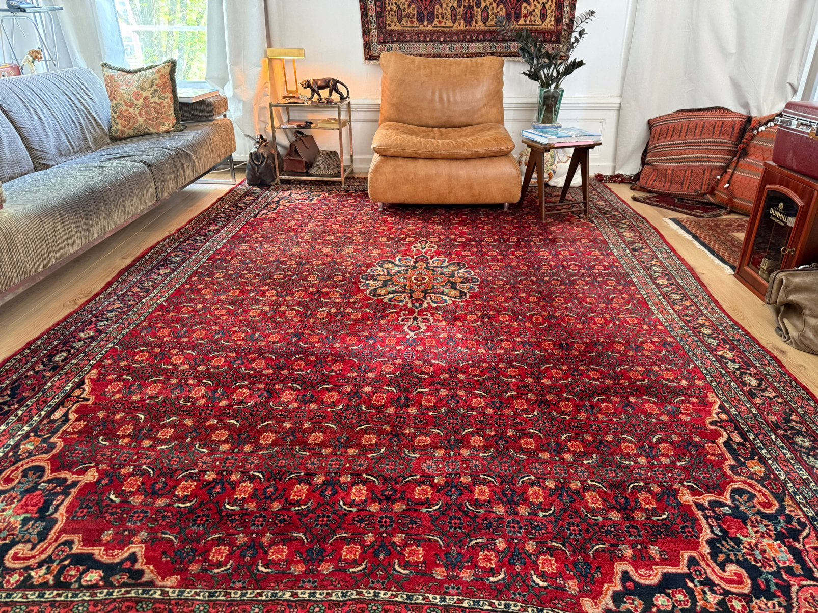 Vintage Perzisch Hosseinabad tapijt 356 x 242 cm | 1950–1970, Klassiek | Eclectisch | Bohemian | Hotel chic, Crème, Info@bababoho.com