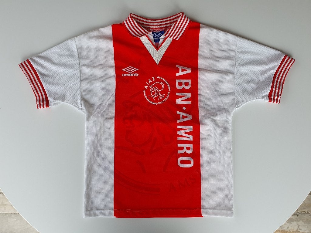 Voetbalshirt Ajax ABN AMRO 1995-1996 (Umbro, kindermaat 45), Ophalen of Verzenden, Gebruikt, Ajax, Shirt