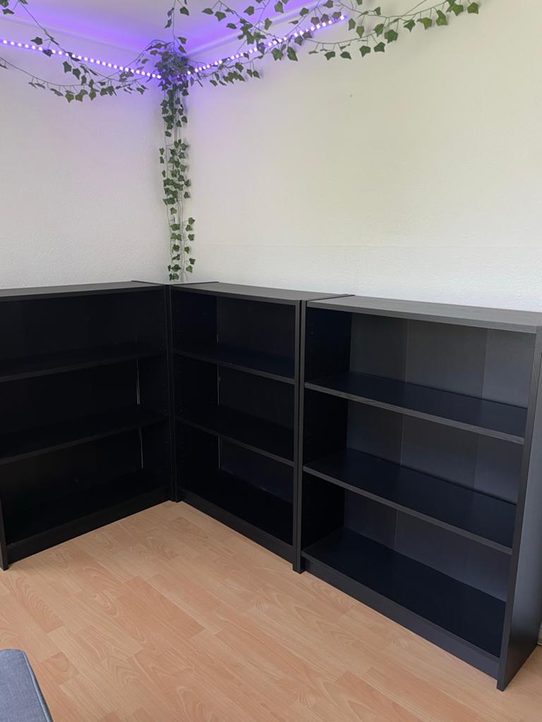 3x IKEA BILLY Boekenkast zwart eikenpatroon 80x28x106 cm, Huis en Inrichting, Kasten | Boekenkasten, Ophalen, Met plank(en), Gebruikt