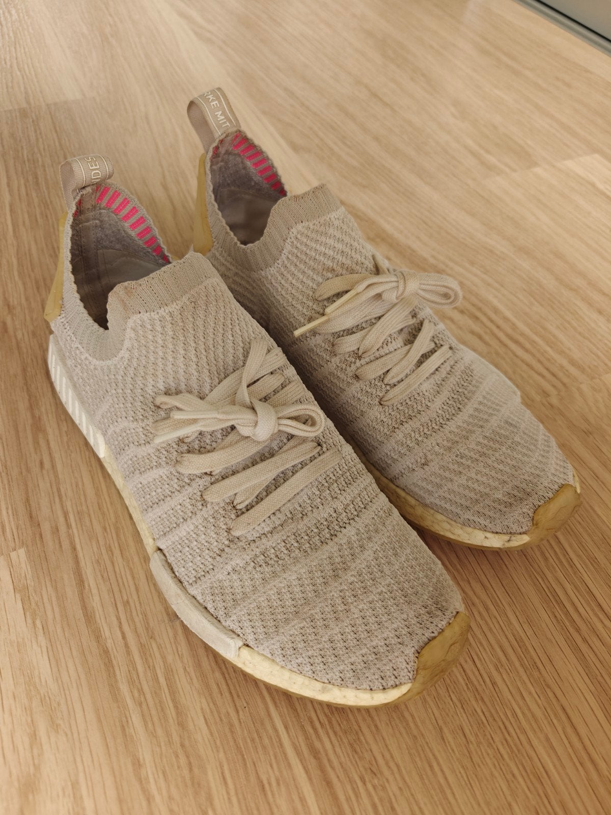 Adidas NMD R1 primeknit sneakers maat 47+1/3, Wit, Ophalen of Verzenden, Adidas, Gedragen