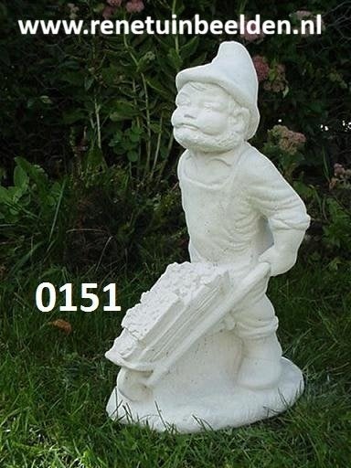 Tuin Kabouter met kruiwagen. nr 0151., Ophalen, Nieuw, Beton, Tuinkabouter
