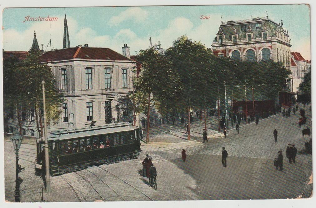 Amsterdam Spui levendig tram # 1909, Verzenden, Voor 1920, Gelopen, Noord-Holland